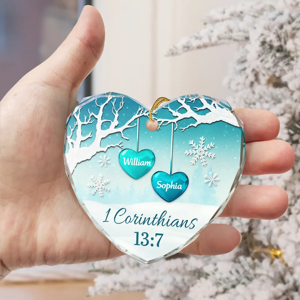 Gift For Couples, Gift For Husband, Gift For Wife, Gift For Boyfriend, Gift For Girlfriend, Christmas, Christian, Love - God Gave Me You - Personalized Heart Shaped Glass Ornament