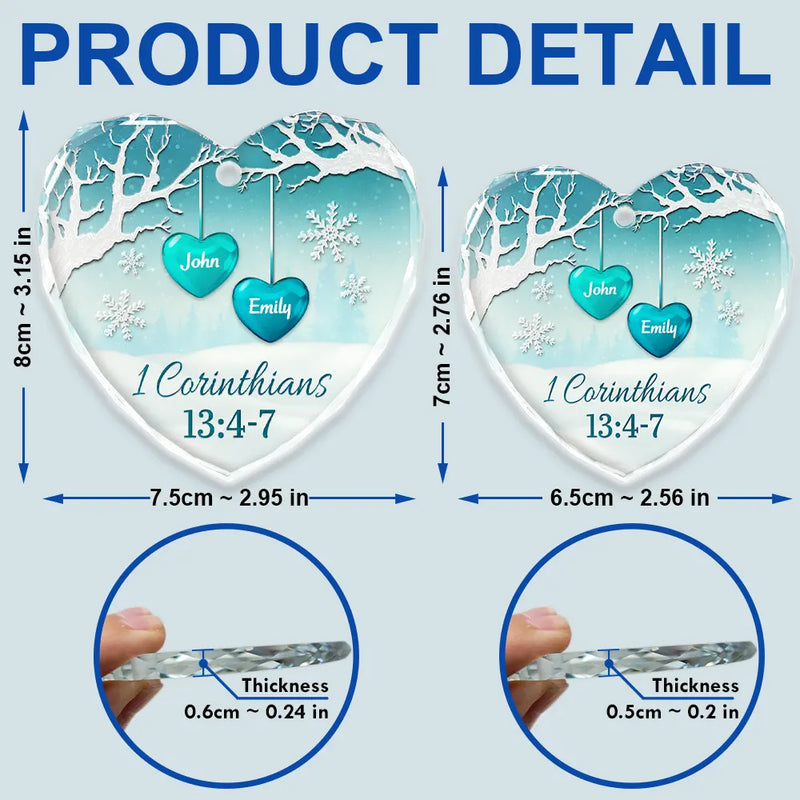 Gift For Couples, Gift For Husband, Gift For Wife, Gift For Boyfriend, Gift For Girlfriend, Christmas, Christian, Love - God Gave Me You - Personalized Heart Shaped Glass Ornament