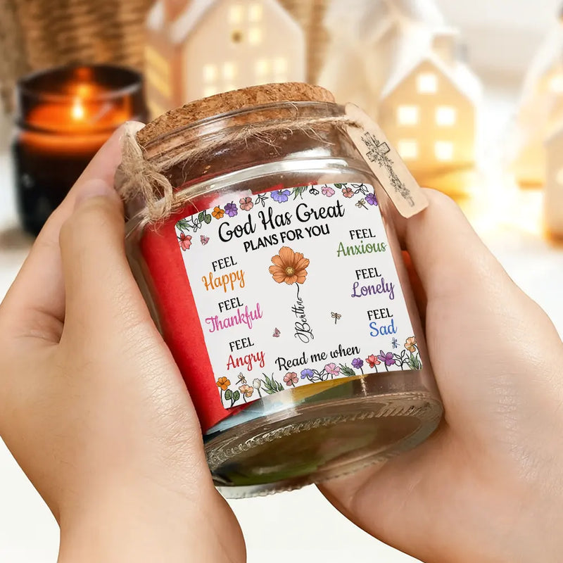 Gift For Yourself,Happy,Gift For Women,Christian,Top Market,Christmas - God Has Great Plans For You - Personalized Bible Verse Jar