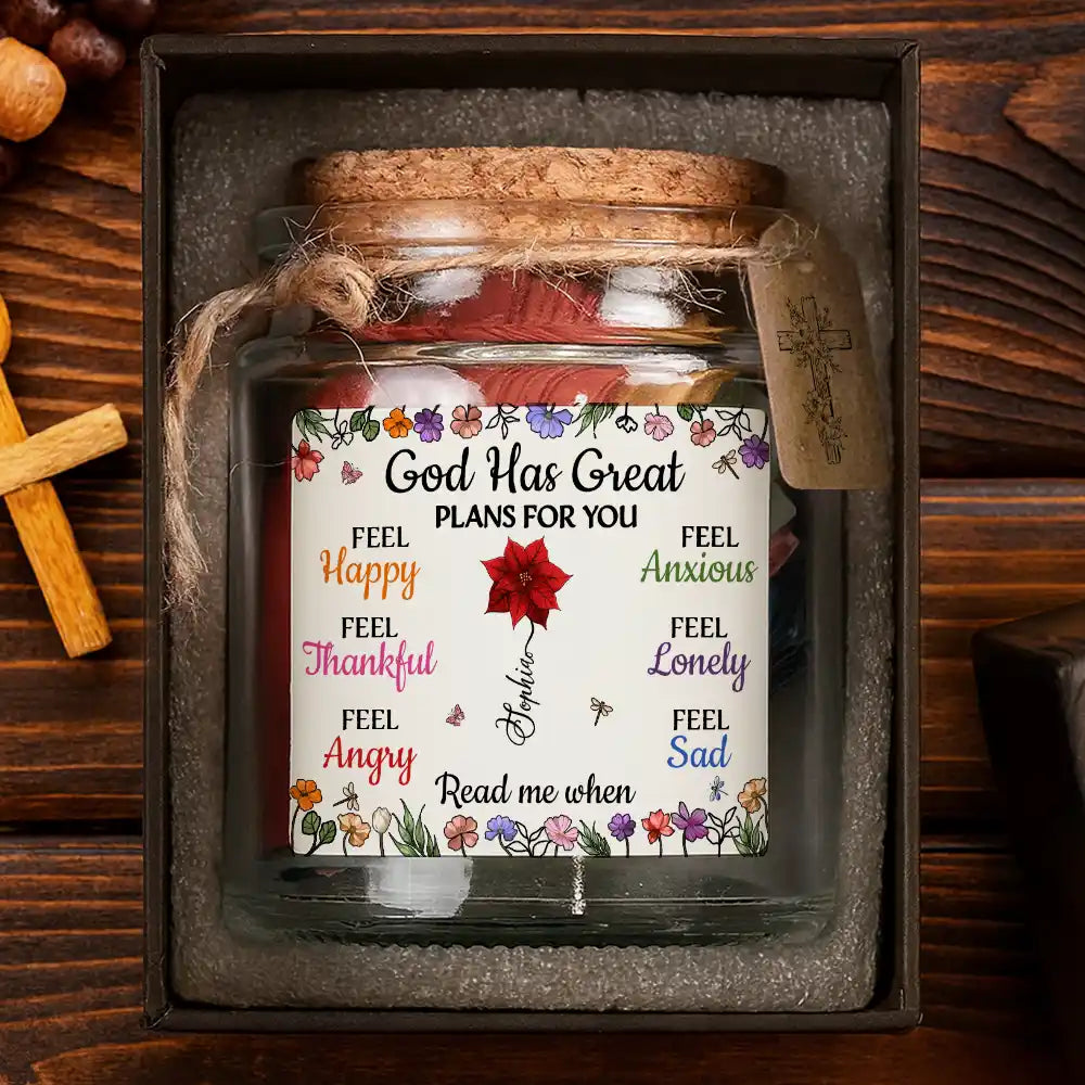 Gift For Yourself,Happy,Gift For Women,Christian,Top Market,Christmas - God Has Great Plans For You - Personalized Bible Verse Jar