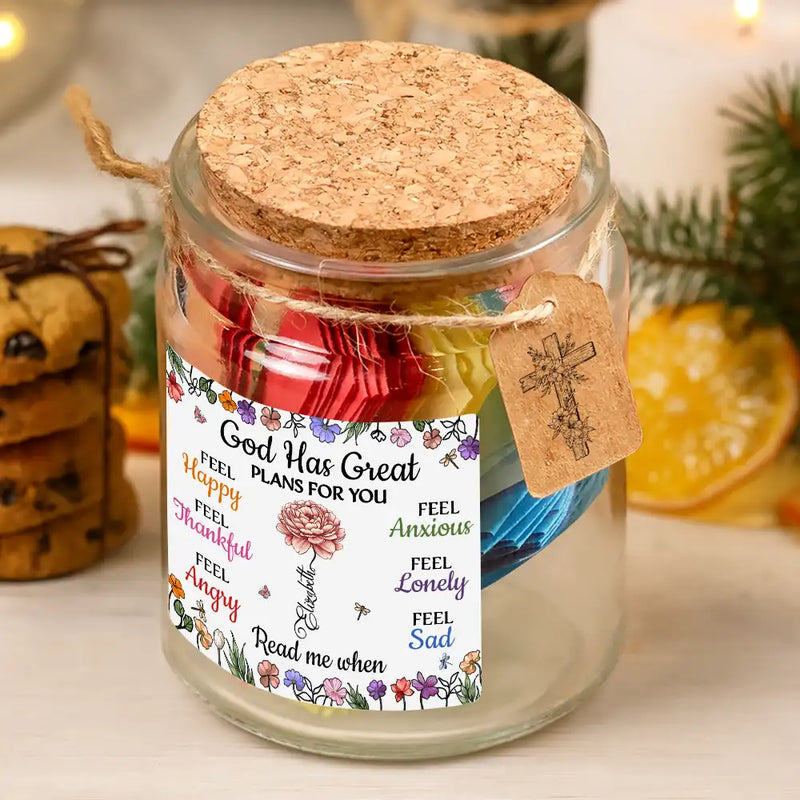 Gift For Yourself,Happy,Gift For Women,Christian,Top Market,Christmas - God Has Great Plans For You - Personalized Bible Verse Jar