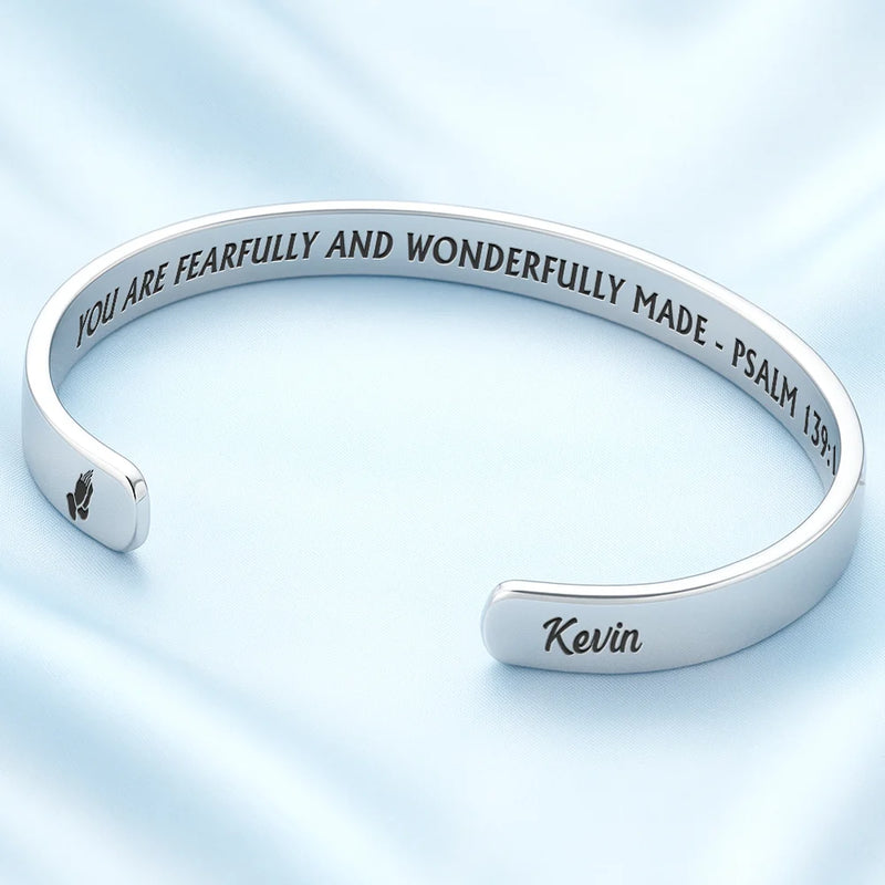 Christian,Gift For Yourself - God Is Within Her Bible Verse - Personalized Bangle Bracelet Cuff