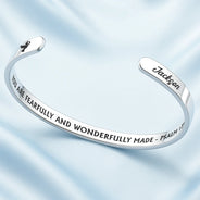 Christian,Gift For Yourself - God Is Within Her Bible Verse - Personalized Bangle Bracelet Cuff