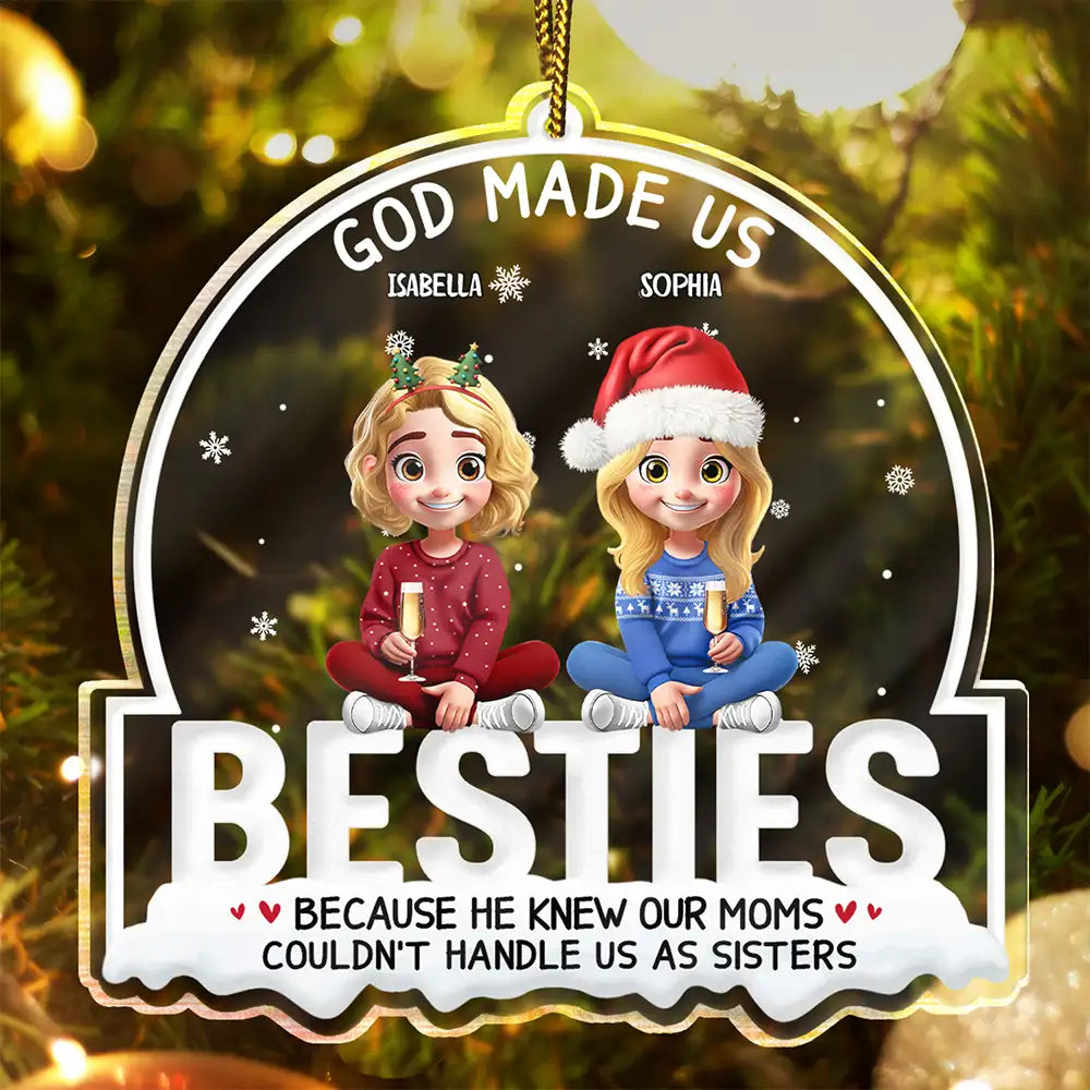 God Made Us Best Friends 3D Effect - Personalized Custom Shaped Acrylic Ornament