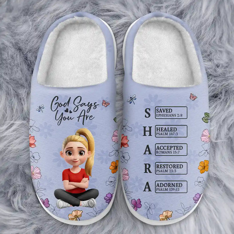 Christmas,Christian,Gift For Yourself - God Say I Am Bible - Personalized Fluffy Slippers