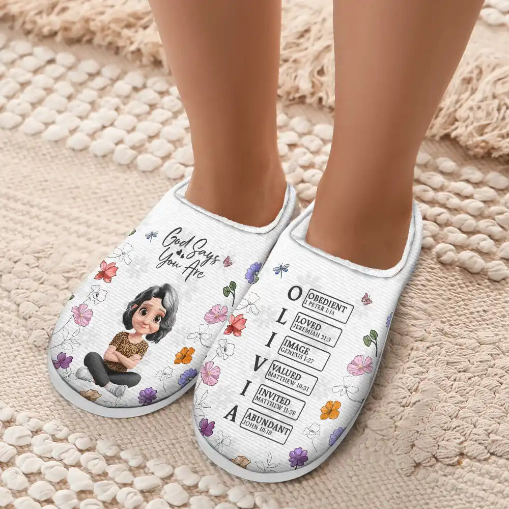 Christmas,Christian,Gift For Yourself - God Say I Am Bible - Personalized Fluffy Slippers