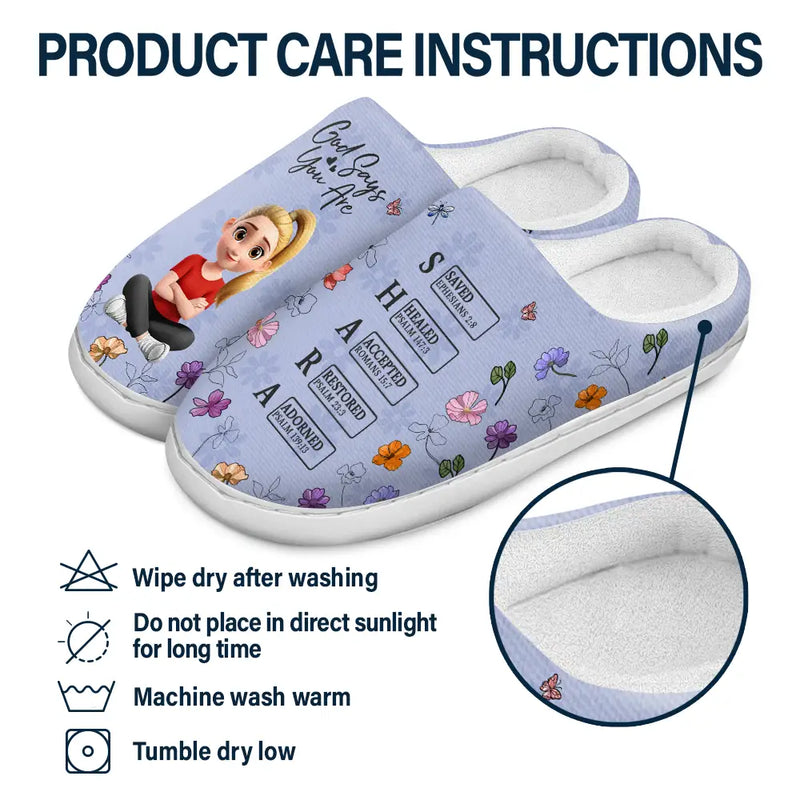 Christmas,Christian,Gift For Yourself - God Say I Am Bible - Personalized Fluffy Slippers