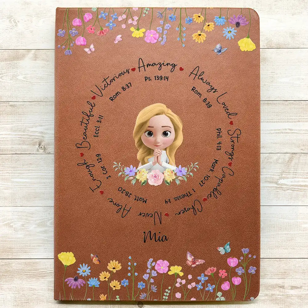 Christian,Gift For Women,Gift For Yourself,Gift For Wife,Gift For Girlfriend,Gift For Aunt,Gift For Mother,Gift For Grandma,Gift For Daughter,Gift For Sisters - God Says I Am 3D Praying Women - Personalized Leather Journal