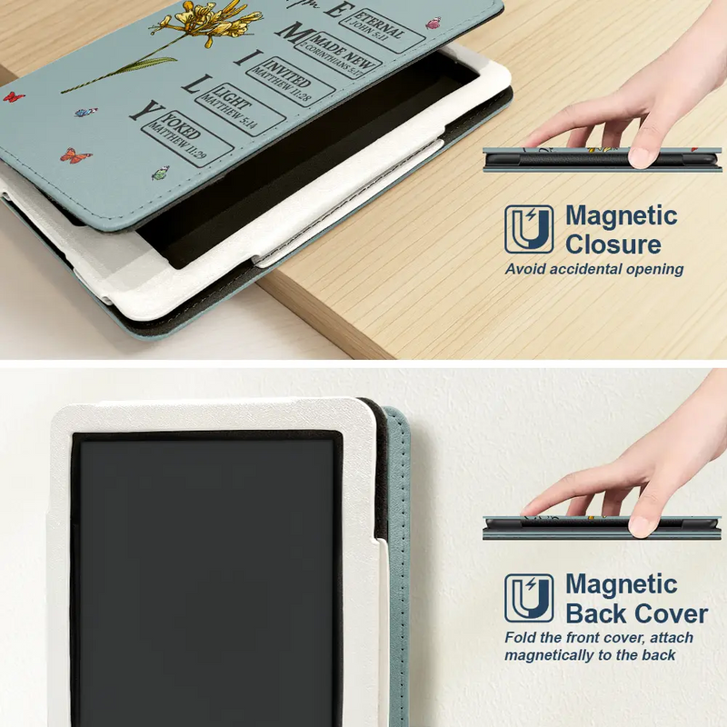 Reading, Gift For Yourself, Gift For Women, Happy - God Says I Am Bible Birth Month Flower - Personalized Kindle Paperwhite Case With Stand