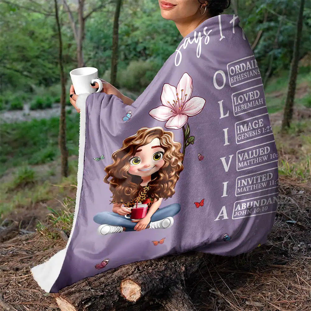 Gift For Yourself, Gift For Women, Happy - God Says I Am Bible Blanket - Personalized Fleece Blanket, Sherpa Blanket