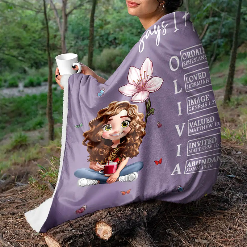Gift For Yourself, Gift For Women, Happy - God Says I Am Bible Blanket - Personalized Fleece Blanket, Sherpa Blanket