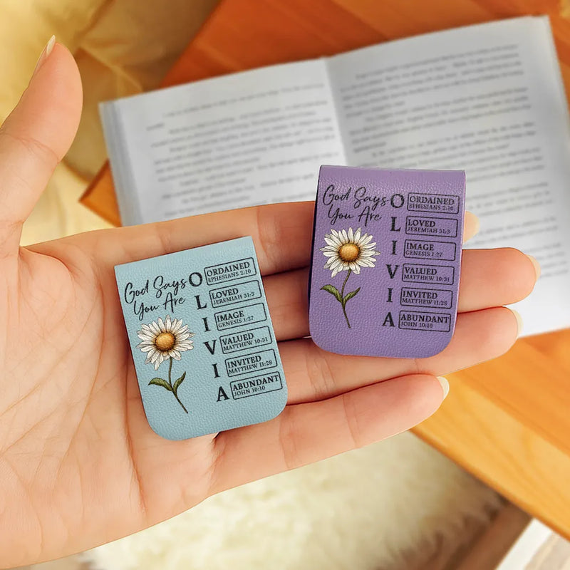Reading, Gift For Yourself, Happy - God Says I Am Bible Bookmark - Personalized Leather Magnetic Bookmark