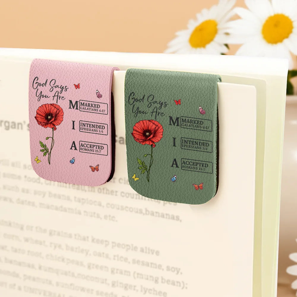 Reading, Gift For Yourself, Happy - God Says I Am Bible Bookmark - Personalized Leather Magnetic Bookmark