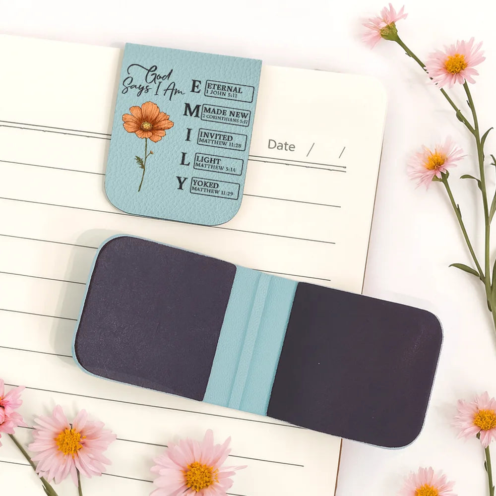 Reading, Gift For Yourself, Happy - God Says I Am Bible Bookmark - Personalized Leather Magnetic Bookmark