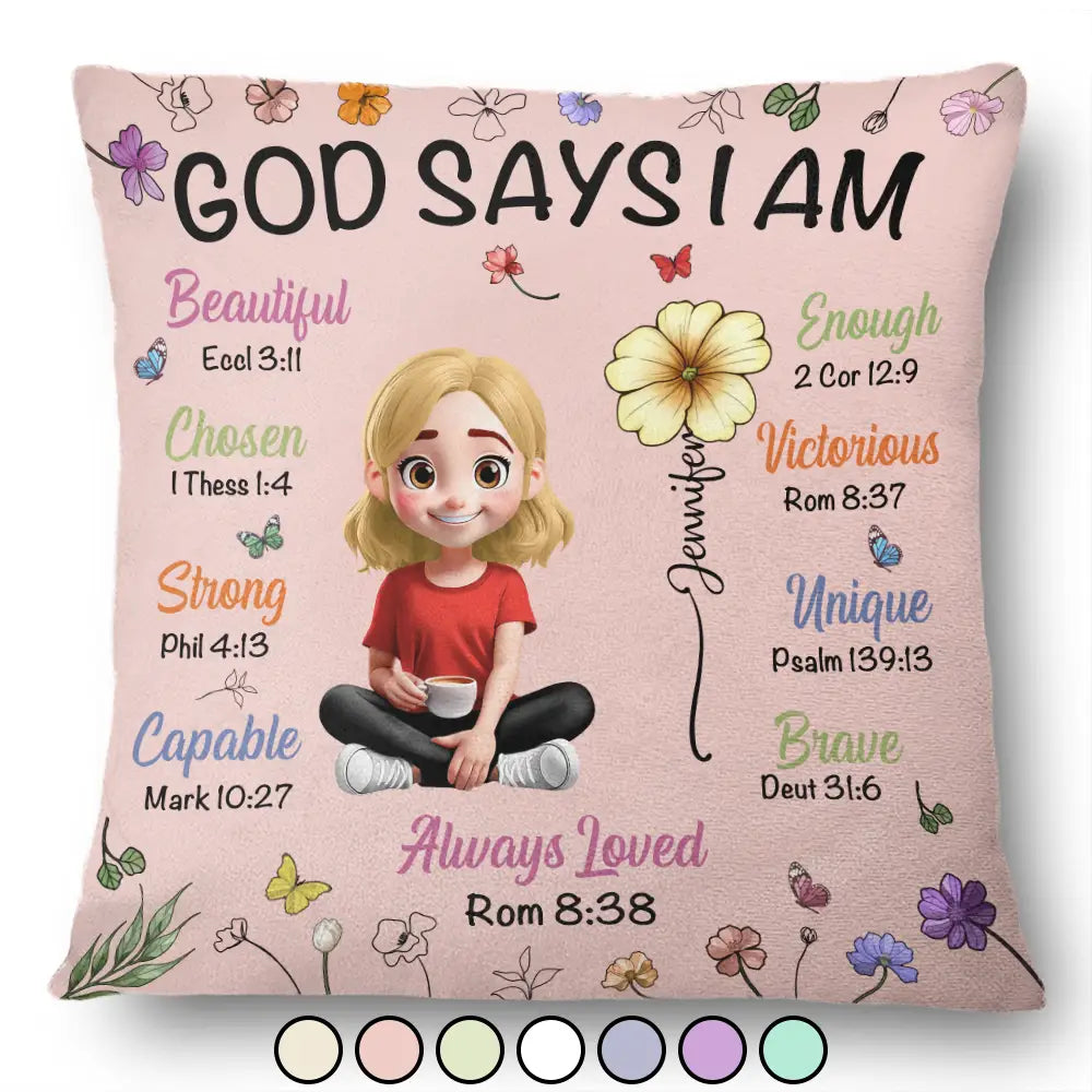 Gift For Yourself,Gift For Kids,Happy - God Says I Am Birth Month Flower - Personalized Pillow