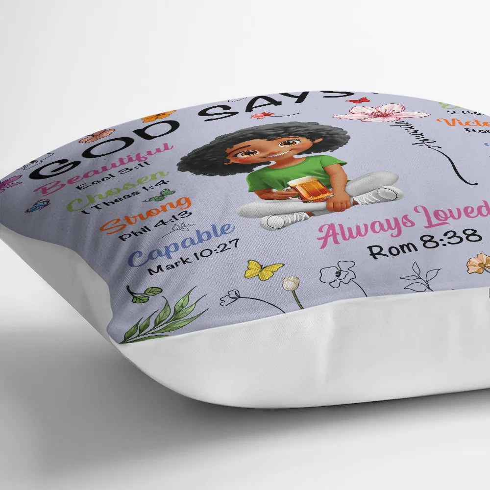 Gift For Yourself,Gift For Kids,Happy - God Says I Am Birth Month Flower - Personalized Pillow