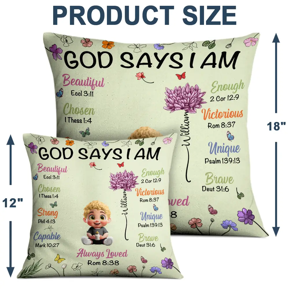 Gift For Yourself,Gift For Kids,Happy - God Says I Am Birth Month Flower - Personalized Pillow