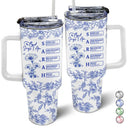 Gift For Yourself, Gift For Women, Happy - God Says I Am Toile De Jouy Flower - Personalized 40oz Tumbler With Straw