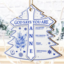 Gift For Yourself, Gift For Women, Christian, Christmas, Love - God Says I Am Toile De Jouy Flower - Personalized Custom Shaped Wooden Ornament