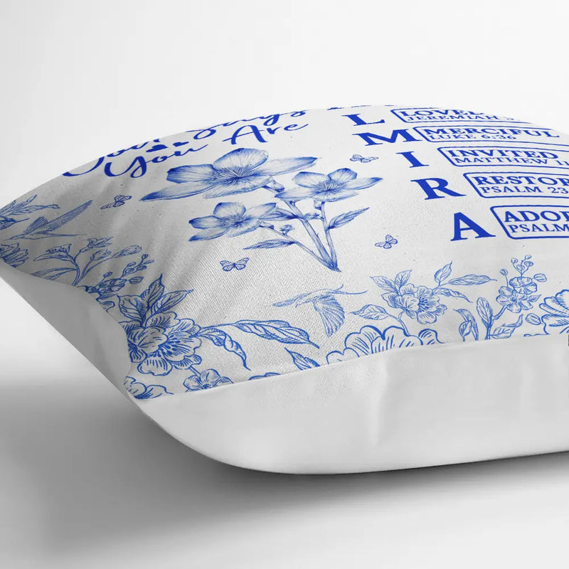 Gift For Yourself,Gift For Women,Happy,Christian - God Says I Am Toile De Jouy Flower - Personalized Pillow