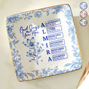 Gift For Yourself,Gift For Women,Happy - God Says I Am Toile De Jouy Flower - Personalized Ring Dish