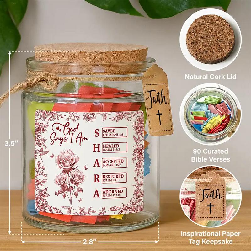 Love,Gift For Yourself,Christian - God Says You Are - Personalized Bible Verse Jar