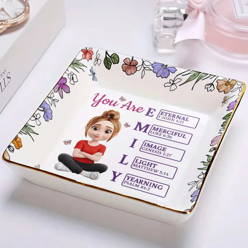 Gift For Bestie,Gift For Sisters,Gift For Yourself,Gift For Women,Happy - God Says You Are 3D Effect Woman - Personalized Ring Dish