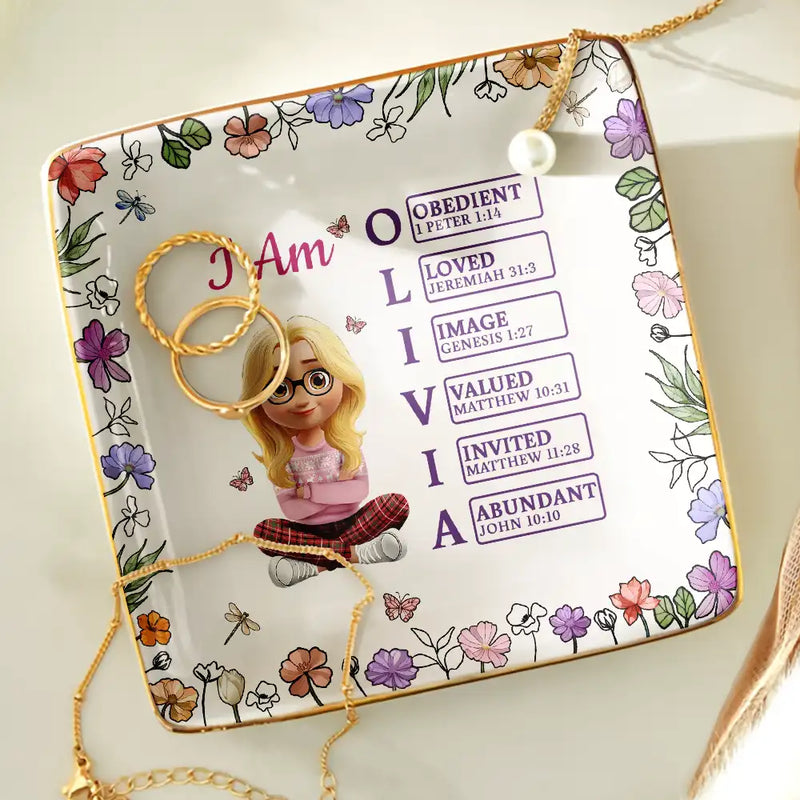 Gift For Bestie,Gift For Sisters,Gift For Yourself,Gift For Women,Happy - God Says You Are 3D Effect Woman - Personalized Ring Dish