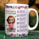 Gift For Bestie, Gift For Sisters, Gift For Yourself, Gift For Women, Happy - God Says You Are 3D Effect Woman - Personalized White Edge-to-Edge Mug