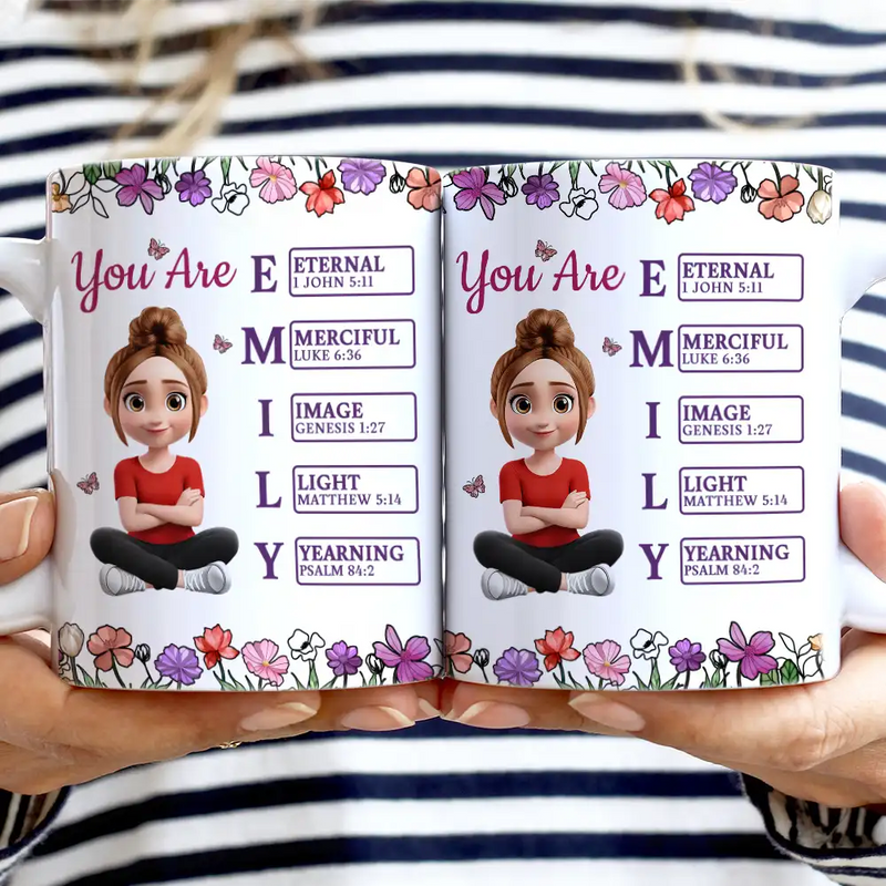 Gift For Bestie, Gift For Sisters, Gift For Yourself, Gift For Women, Happy - God Says You Are 3D Effect Woman - Personalized White Edge-to-Edge Mug