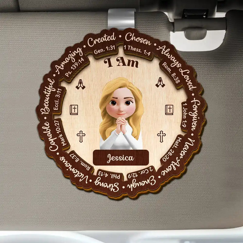 Christian,Gift For Yourself - God Says You Are Bible Affirmations - Personalized Custom Shaped Car Visor Clip