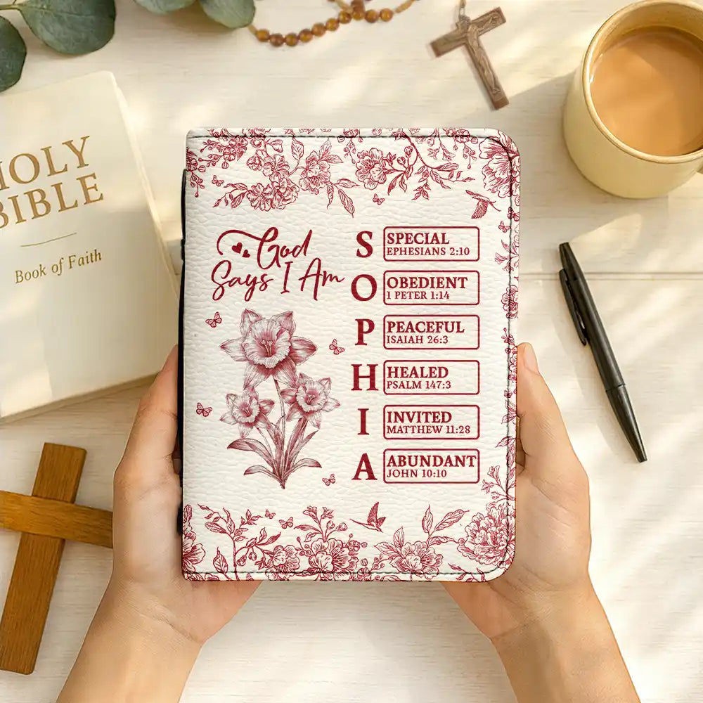 Christian, Gift For Yourself - God Says You Are Bible Toile Birth Month Flower - Personalized Bible Cover