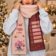 Christian,Christmas,Inspirational,Gift For Yourself,Gift For Women,Icon - God Says You Are Birth Month Flower - Personalized Fleece Scarf