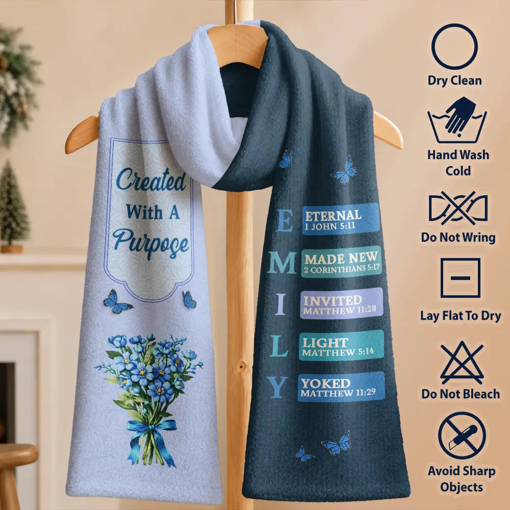 Christian,Christmas,Inspirational,Gift For Yourself,Gift For Women,Icon - God Says You Are Birth Month Flower - Personalized Fleece Scarf