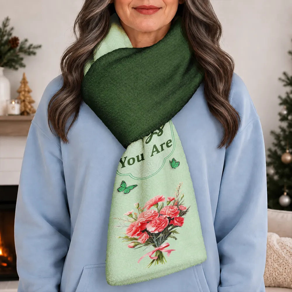 Christian,Christmas,Inspirational,Gift For Yourself,Gift For Women,Icon - God Says You Are Birth Month Flower - Personalized Fleece Scarf