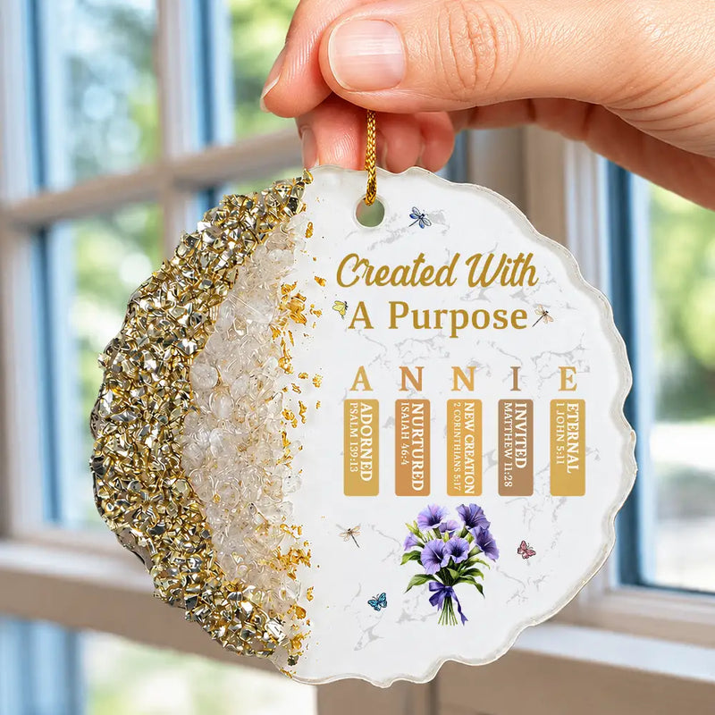 Devoted,Christian,Gift For Yourself,Gift For Women,Custom Letter,Icon - God Says You Are Birth Month Flower - Personalized Resin Ornament