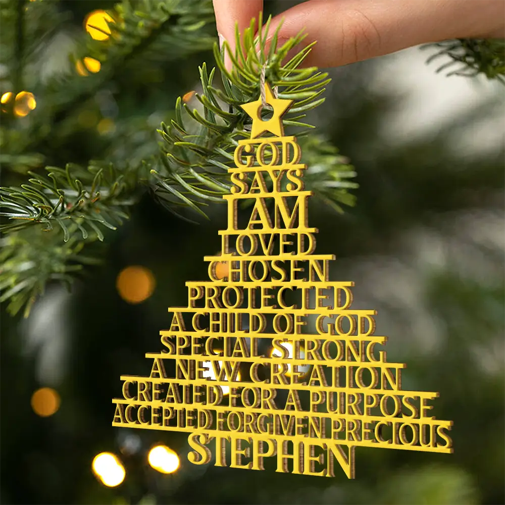 Christmas,Christian,Gift For Yourself - God Says You Are Loved Chosen - Personalized Custom Shaped Wooden Ornament
