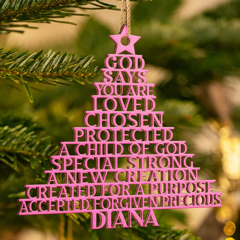 Christmas,Christian,Gift For Yourself - God Says You Are Loved Chosen - Personalized Custom Shaped Wooden Ornament