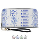 Gift For Mother, Gift For Grandma, Happy - God Says You Are Toile Pattern - Personalized Leather Long Wallet