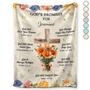 Christian,Gift For Women,Gift For Wife,Gift For Girlfriend,Gift For Yourself,Gift For Aunt,Gift For Mother,Gift For Grandma,Gift For Daughter,Gift For Bestie - God's Promises Birth Flower Bouquet - Personalized Fleece Blanket, Sherpa Blanket