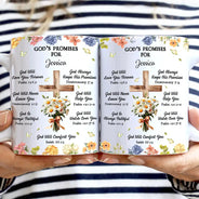 Christian,Gift For Wife,Gift For Girlfriend,Gift For Yourself,Gift For Women,Gift For Mother,Gift For Grandma,Gift For Daughter,Gift For Sibling,Gift For Sisters,Gift For Bestie - God's Promises Birth Flower Bouquet - Personalized White Edge-to-Edge Mug