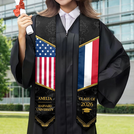 Golden Pattern Congrats Graduation - Personalized Stoles