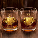 Gift For Men,Gift For Husband,Gift For Boyfriend,Love - Golden Silver 3D Effect Letter With Name - Personalized Whiskey Glass