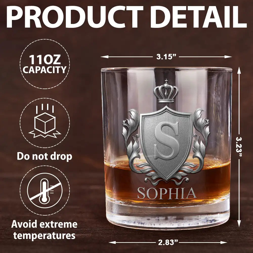 Gift For Men,Gift For Husband,Gift For Boyfriend,Love - Golden Silver 3D Effect Letter With Name - Personalized Whiskey Glass