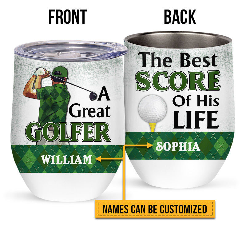 Verre à vin personnalisé pour couple de golfeurs, meilleur score, cadeau pour couple