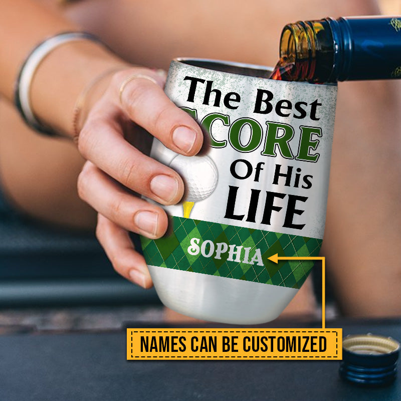 Verre à vin personnalisé pour couple de golfeurs, meilleur score, cadeau pour couple