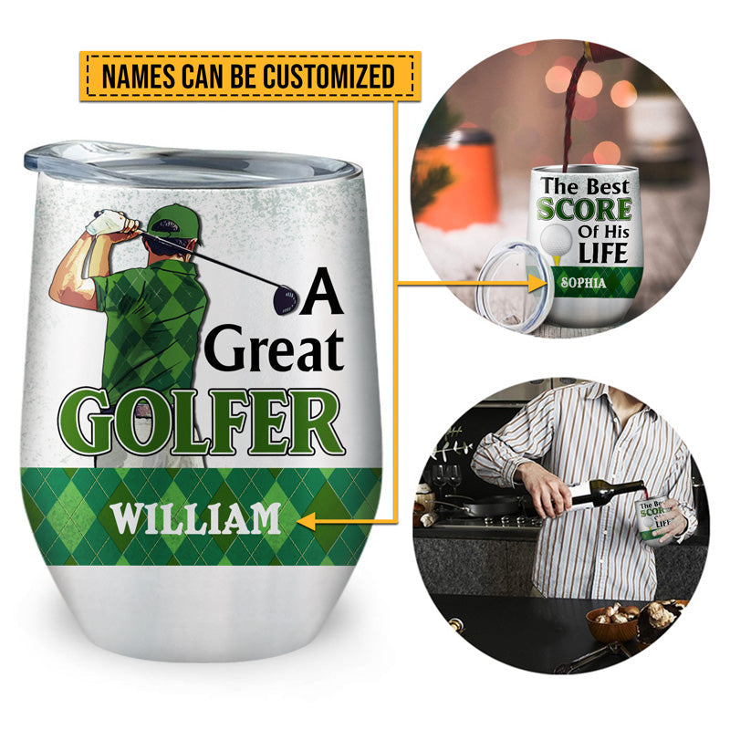 Verre à vin personnalisé pour couple de golfeurs, meilleur score, cadeau pour couple