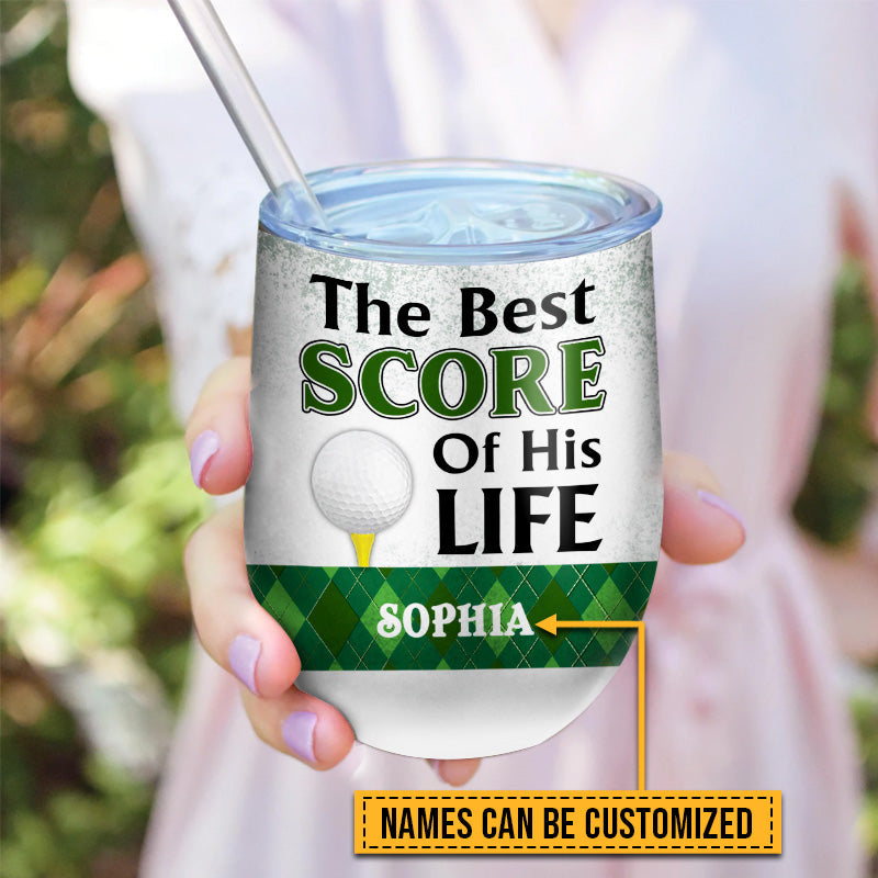 Verre à vin personnalisé pour couple de golfeurs, meilleur score, cadeau pour couple