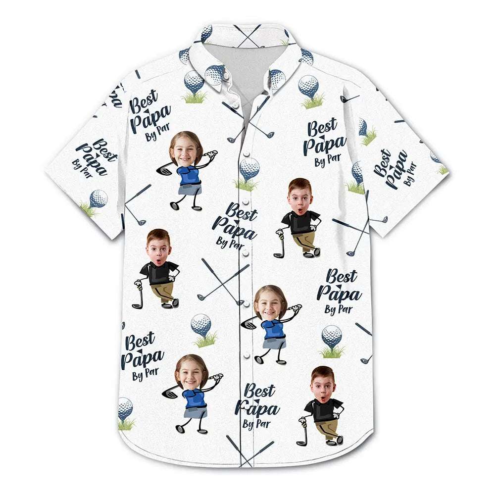 Gift For Father,Sport Dad,Golf,Dad - Children,Dad's Hobby,Happy - Golf Best Dad By Par - Personalized Hawaiian Shirt