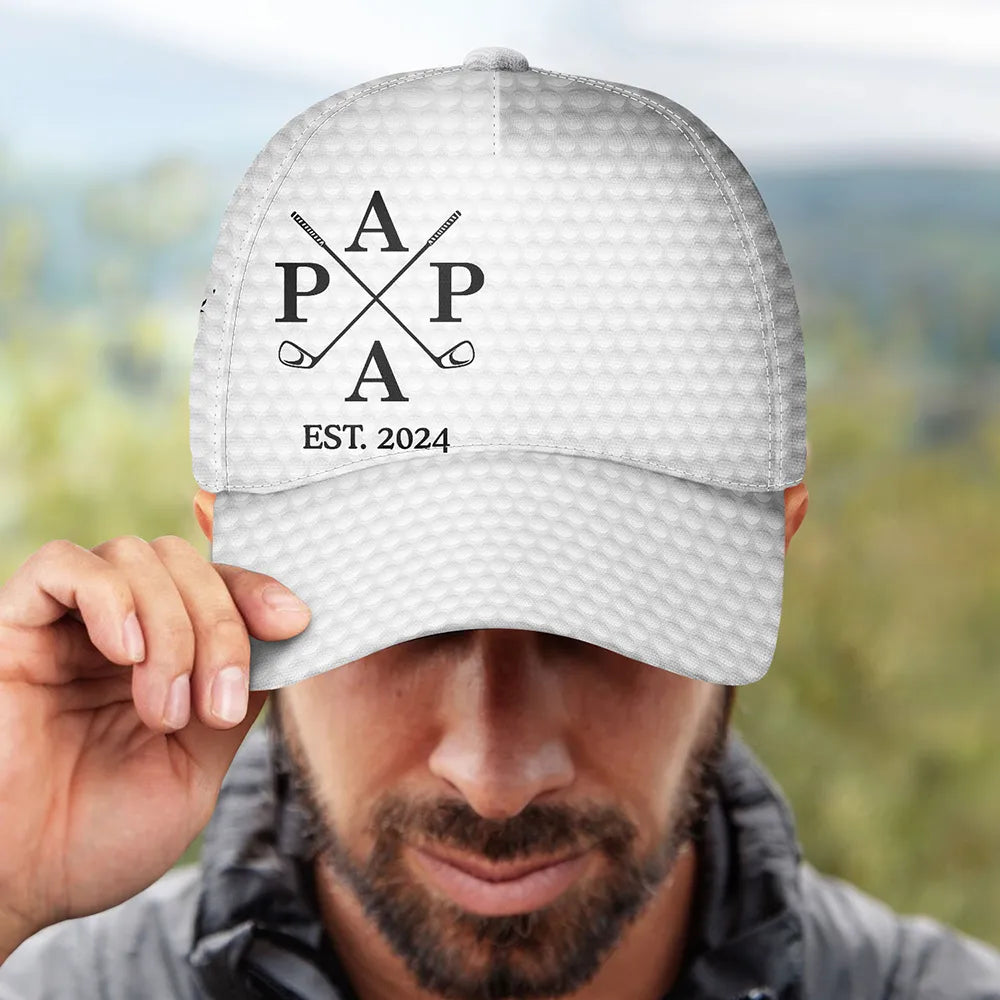 Gift For Father,Gift For Grandpa,Golf,Baseball,Non-Eng,Icon,Proud - Golf Dad Papa Year Crossed Arrows - Personalized Classic Cap